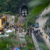 台湾の列車事故現場（4月3日）