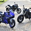 左からヤマハ YZF-R25、スズキ ジクサー250、ホンダ レブル250