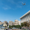 ウクライナ独立30周年の祝賀飛行を飛ぶAn-225“ムリア”（2021年8月24日、キエフ上空）