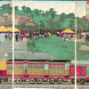 鉄道開業当時を描く浮世絵、東京・高輪付近（1873年ごろ、歌川国輝）