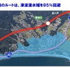復興道路のルートは、津波浸水域を95％回避