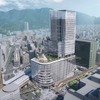JR三ノ宮駅新駅ビルのイメージ。敷地面積約8600平方m、延床面積約10万平方m。地下2階、地上32階、塔屋2階の規模で、高さは約160m。