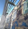 車体補修の様子。