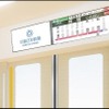 ドア上には大型液晶ディスプレイを配置。停車駅や次駅、駅構内設備を多言語で表示し、運行情報も提供される。