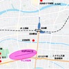 高知駅付近の新幹線駅候補位置。