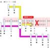 普通の運休計画。高槻～大阪間で運休となり、その間、大阪～尼崎～西明石間はおおむね15分間隔の運行となる。京都・高槻～須磨間での運行も中止されるため、尼崎以西へは福知山線直通列車とJR東西線直通列車との乗継ぎとなる。