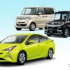 手前からトヨタ・プリウス4代目、ダイハツ・タント、ホンダN-BOX