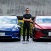 Tesla Model 3（左）と次回のテーマとなるMazda 3（右）