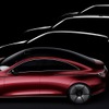 メルセデスベンツの新型EV。手前は『コンセプトCLAクラス』。続いて『CLAシューティングブレーク』、『GLB』、『GLA』の各次期型の可能性も