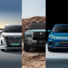 左からBYD SEAL、DENZA D9、仰望 U8、BYD ATTO 3、BYD DOLPHIN
