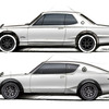 和田智氏の直筆によるハコスカGT-R（上）とケンメリGT-R（下）のスケッチ
