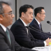 日産自動車の四半期決算発表。中央が内田社長（2020年7月28日）。