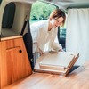 トヨタカローラ香川のカーシェア「TOYOTA SHARE」の車両に、YURTが展開する天然木製車中泊キット「VANLIFE ROOMKIT」を搭載