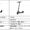 Meister.F（FUGU INNOVATIONS JAPAN）、KS6 PRO（YADEA）、e-FREE01（カーメイト）