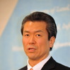 26日夕の定例記者会見に臨む馬淵国交副大臣（撮影＝中島みなみ）