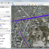 Googleアースに走行軌跡を表示させたところ。良好やドライブ、ツーリングが趣味の人には嬉しい機能だ。