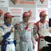 土曜の予選はドライコンディションでの戦いだった。塚越広大（中央）はQ1〜Q3全セッショントップで、初ポール獲得。2位は大嶋和也（左）、3位に小暮卓史。
