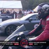 最大出力を850psへ引き上げた日産GT-RとスズキGSX1300R（通称:ハヤブサ）の対決（動画キャプチャー）