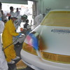 ホンダボディサービス栃木での塗装体験・工場見学のようす