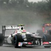 ペレス（写真左、ザウバー。3月25日、F1マレーシアGP決勝）