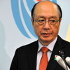 高速道路整備について語る前田国交相（6日・国交省）