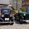 東京・品川に集結したダットサンなどの旧車45台。午後には街をパレード走行した。