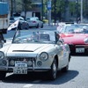 東京・品川に集結したダットサンなどの旧車45台。午後には街をパレード走行した。