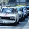 東京・品川に集結したダットサンなどの旧車45台。午後には街をパレード走行した。