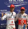 イタリアGPでポールポジションを獲得したマクラーレンのルイス・ハミルトンとジェンソン・バトン
