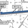 新黒部駅の各種施設の配置図。ホームやスロープなどのほか、駅舎も別事業の扱いで整備される。