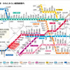 今回新たに携帯電話サービスが利用可能となる路線（赤色）