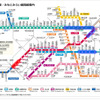 新たに利用可能となる路線（赤色表示）／現在すでに利用可能な路線（青色表示）