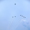 ふくしまスカイパーク上空てフルショーを行ったブライトリング・ジェットチーム。これは2日目（8月8日）のもの。初日とはメニューを若干変えて実施した。