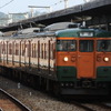 桐生駅に停車中の115系。両毛線では115系のほか107系や211系なども運用されている。