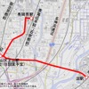 12月21日から運行を開始する京阪淀駅～JR長岡京駅間のバス路線のルート。阪急の新駅・西山天王山駅を経由する。