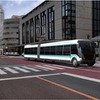 道路中央に設けられたバス専用車線を連節バスが走行するBRTのイメージ。当初は専用車線を設けず連節バスの導入を先行させる。