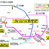 来年3月に行われる都営地下鉄三田線・大江戸線の終電延長による、他線との連絡改善などの効果を示した図解