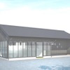 新しい羽黒駅舎のイメージ。床やカウンター、駅名標に羽黒青糠目石を使用する。