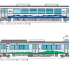 えちごトキめき鉄道で運行される普通列車のデザインイメージ。日本海ひすいラインの気動車（上）はJR西日本のキハ122系をベースに新造し、妙高はねうまラインの電車（下）はJR東日本からE127系を譲り受ける。