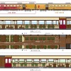 1号車の車内レイアウト。一部の席は畳席にする。