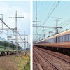 青山町車庫で連結される「かぎろひ」(左)と12200系(右)。両編成を連結した撮影会が青山町車庫で行われる。