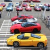 手前から、フェラーリ・エンツォ、599GTO、F50、エンツォ