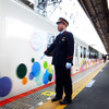 東武野田線で毎週土曜日に片道1回だけ運転される特急（スカイツリートレイン、6050系634型）　（鉄道むすめスカイツリートレイン出発式、2015年1月17日、東武鉄道大宮駅）