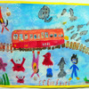 海のなかを駆ける小湊鉄道の気動車（市原湖畔美術館「子ども絵画展」）