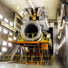 JALエンジニアリングのエンジン整備センターで試運転中のエンジン