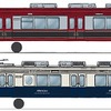 新たに導入される6000系(上)と、「丸窓ラッピング」が施される1000系1004号編成(下)。3月28日に両車の出発式が行われるほか、6000系の一般公開イベントも開催される。