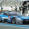 GT500の初日トップタイム、#12 日産GT-R。GT500の日産勢は空力パーツをダミー塗装して走っているようだ。