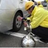 基山パーキングエリアでの点検・空気補充の状況