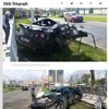 ロシアで大破した日産GT-Rの事故を伝えた『Daily Telegraph』