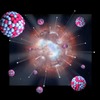 超新星爆発からさまざまな重元素が形成・放出される場面のイメージ図